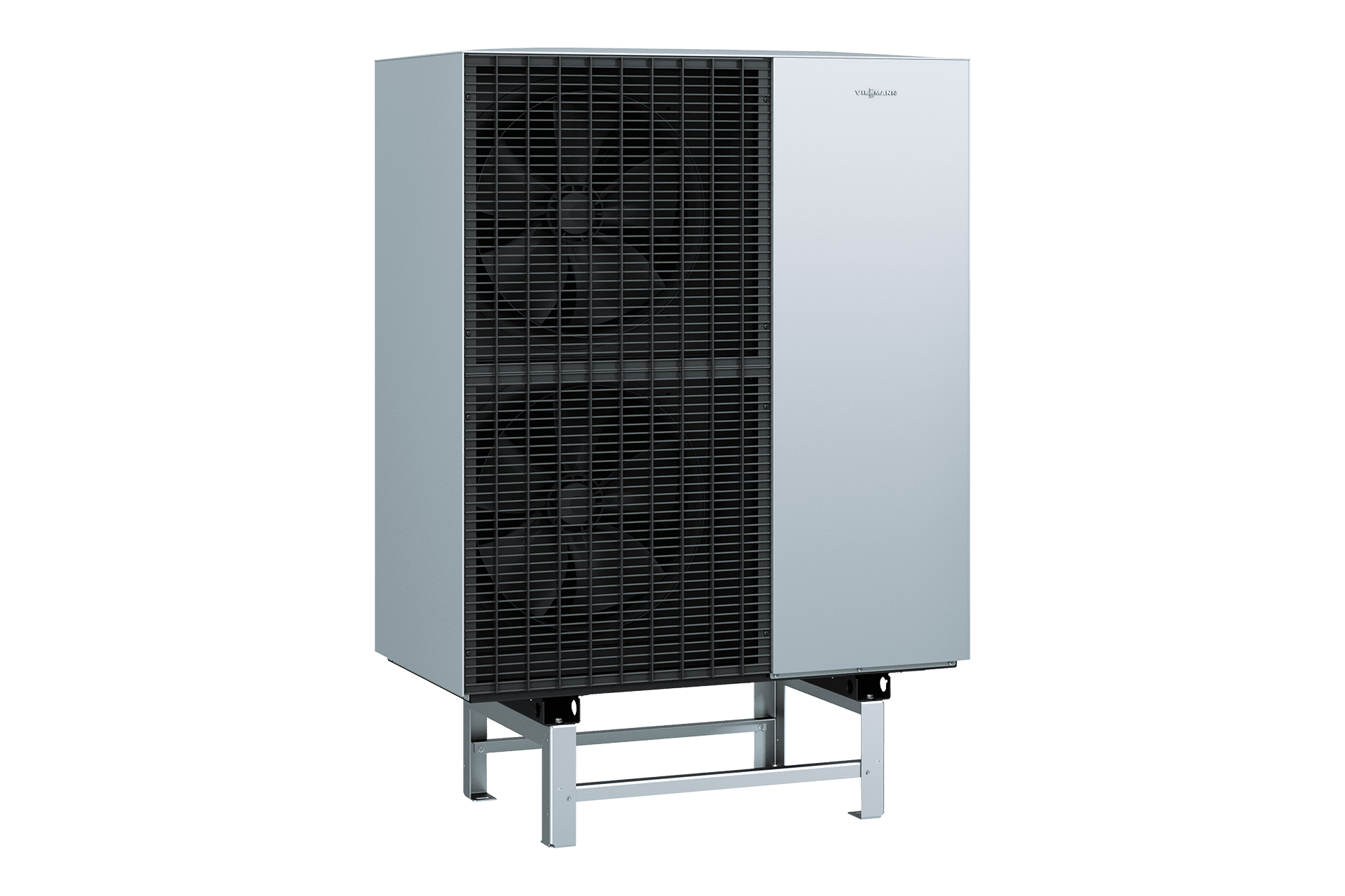 Vitocal-15X-A-outdoor-unit-with-floor-console-3-2 õhk-vesi soojuspumba välisosa kahe ventilaatoriga