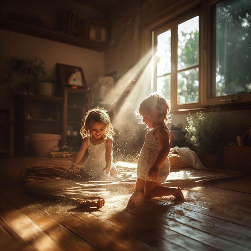 Ventimo2 rõõmsad lapsed soojas kodus