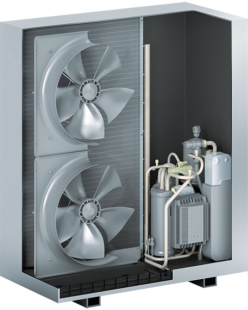 Vitocal-150-A-outdoor-unit-cross-section-4-5 Õhk vesi soojuspumba välisosa läbilõige