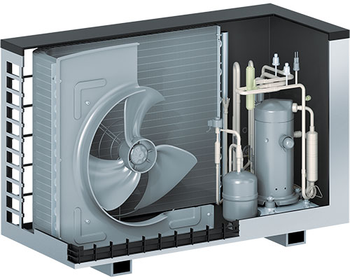 Vitocal 200-S õhk-vesi soojuspumba välisosa ühe ventilaatoriga
